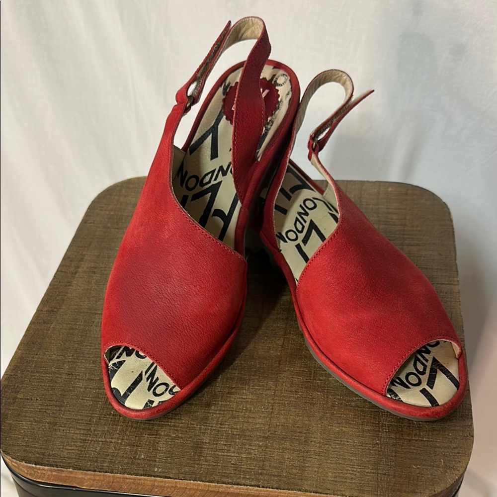Fly London Red nubuck leather Palp Sandals Slip-On Comfort